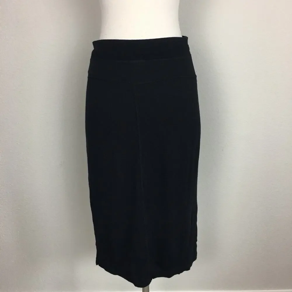 Athleta Black Knit Pull On Tie Waist  Straight Skirt XS